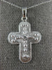 .07CT DIAMOND 14KT WHITE GOLD 3D SOLITAIRE MATTE AND SHINY CROSS PENDANT #27013