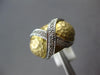 LARGE .16CT DIAMOND 14KT 2 TONE GOLD 3D CRISS CROSS X NUGGET MATTE & SHINY RING