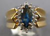 ESTATE .91CT DIAMOND & AAA SAPPHIRE 14KT YELLOW GOLD MARQUISE & ROUND FUN RING