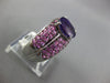 LARGE 3.36CT AAA AMETHYST & PINK SAPPHIRE 18KT WHITE GOLD ROUND & OVAL FUN RING