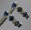 2.27CT DIAMOND AAA SAPPHIRE 14K WHITE GOLD OVAL & ROUND 4 STONE HANGING EARRINGS