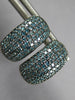 WIDE 1.0CT BLUE DIAMOND 14KT WHITE GOLD MULTI ROW HUGGIE HANGING EARRINGS #27009