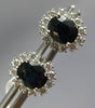 1.74CT DIAMOND & AAA SAPPHIRE 14K WHITE GOLD OVAL & ROUND FLOWER STUD EARRINGS