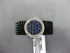 .59CT DIAMOND & AAA SAPPHIRE 14KT BLACK GOLD ROUND CLUSTER FLEXIBLE RING PENDANT