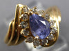ESTATE 1CT DIAMOND & TANZANITE 14KT YELLOW GOLD PEAR SHAPE & ROUND HALO FUN RING
