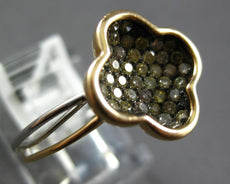 .51CT MULTI COLOR DIAMOND 14KT WHITE & ROSE GOLD 4 LEAF CLOVER FLOWER LOVE RING