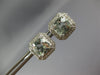 LARGE 4.22CT DIAMOND & AAA GREEN AMETHYST 14KT WHITE GOLD CUSHION STUD EARRINGS