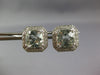 LARGE 4.22CT DIAMOND & AAA GREEN AMETHYST 14KT WHITE GOLD CUSHION STUD EARRINGS