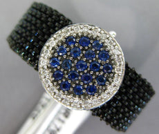 .59CT DIAMOND & AAA SAPPHIRE 14KT BLACK GOLD ROUND CLUSTER FLEXIBLE RING PENDANT