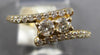 ESTATE .50CT DIAMOND 14KT YELLOW GOLD 3D 2 STONE CRISS CROSS LOVE FUN RING