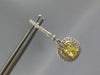 1.38CT WHITE & FANCY YELLOW DIAMOND 18K WHITE GOLD CUSHION HALO HANGING EARRINGS