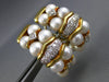 LARGE .36CT DIAMOND & SOUTH SEA PEARL 18K 2 TONE GOLD SEMI HOOP HANGING EARRINGS