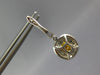 1.38CT WHITE & FANCY YELLOW DIAMOND 18K WHITE GOLD CUSHION HALO HANGING EARRINGS