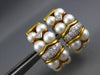 LARGE .36CT DIAMOND & SOUTH SEA PEARL 18K 2 TONE GOLD SEMI HOOP HANGING EARRINGS