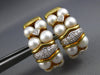 LARGE .36CT DIAMOND & SOUTH SEA PEARL 18K 2 TONE GOLD SEMI HOOP HANGING EARRINGS