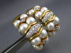 LARGE .36CT DIAMOND & SOUTH SEA PEARL 18K 2 TONE GOLD SEMI HOOP HANGING EARRINGS