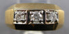 ESTATE .25CT DIAMOND 14KT YELLOW GOLD 3D 3 STONE MATTE & SHINY CLASSIC MENS RING