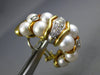 LARGE .36CT DIAMOND & SOUTH SEA PEARL 18K 2 TONE GOLD SEMI HOOP HANGING EARRINGS