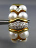 LARGE .36CT DIAMOND & SOUTH SEA PEARL 18K 2 TONE GOLD SEMI HOOP HANGING EARRINGS