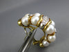 LARGE .36CT DIAMOND & SOUTH SEA PEARL 18K 2 TONE GOLD SEMI HOOP HANGING EARRINGS