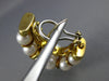 LARGE .36CT DIAMOND & SOUTH SEA PEARL 18K 2 TONE GOLD SEMI HOOP HANGING EARRINGS