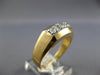 ESTATE .25CT DIAMOND 14KT YELLOW GOLD 3D 3 STONE MATTE & SHINY CLASSIC MENS RING