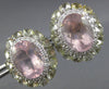 LARGE 14CT DIAMOND & AAA GREEN AMETHYST & KUNZITE 18KT WHITE GOLD OVAL EARRINGS
