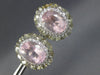 LARGE 14CT DIAMOND & AAA GREEN AMETHYST & KUNZITE 18KT WHITE GOLD OVAL EARRINGS
