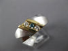 .25CT WHITE & BLUE DIAMOND 14KT 2 TONE GOLD 3D DIAGONAL MATTE & SHINY MENS RING