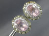 LARGE 14CT DIAMOND & AAA GREEN AMETHYST & KUNZITE 18KT WHITE GOLD OVAL EARRINGS