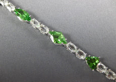 12.43CT AAA WHITE SAPPHIRE & TSAVORITE 18KT WHITE GOLD MULTI SHAPE FUN BRACELET