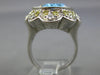 7.25CT WHITE & FANCY YELLOW DIAMOND & BLUE TOPAZ 14K WHITE GOLD OVAL FLOWER RING
