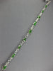 12.43CT AAA WHITE SAPPHIRE & TSAVORITE 18KT WHITE GOLD MULTI SHAPE FUN BRACELET