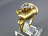 ESTATE WIDE .09CT DIAMOND 14KT YELLOW GOLD 3D CLASSIC ROSE FLOWER FUN LOVE RING