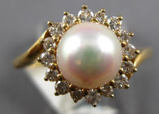 .25CT DIAMOND & AAA SOUTH SEA PEARL 14KT YELLOW GOLD 3D CLASSIC FLOWER LOVE RING