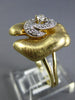 ESTATE WIDE .09CT DIAMOND 14KT YELLOW GOLD 3D CLASSIC ROSE FLOWER FUN LOVE RING