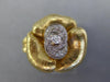 ESTATE WIDE .09CT DIAMOND 14KT YELLOW GOLD 3D CLASSIC ROSE FLOWER FUN LOVE RING