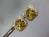 .53CT DIAMOND & AAA YELLOW TOPAZ 14KT 2 TONE GOLD CUSHION FILIGREE STUD EARRINGS