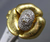 ESTATE WIDE .09CT DIAMOND 14KT YELLOW GOLD 3D CLASSIC ROSE FLOWER FUN LOVE RING