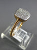 ESTATE .18CT DIAMOND 14KT ROSE GOLD 3D CLASSIC PAVE SQUARE FUN LOVE RING