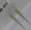 LARGE .70CT DIAMOND 14KT WHITE GOLD ELONGATED PAVE TRIANGULAR HANGING EARRINGS