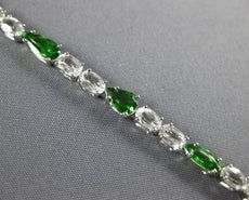 10.19CT AAA WHITE SAPPHIRE & TSAVORITE 18KT WHITE GOLD MULTI SHAPE FUN BRACELET