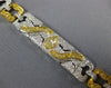 LONG 5.7CT WHITE GREEN & CANARY DIAMOND 18K 2 TONE GOLD MULTI SHAPE FUN BRACELET