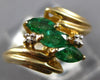 .52CT DIAMOND AAA EMERALD 14K YELLOW GOLD MARQUISE & ROUND 3 STONE DIAGONAL RING
