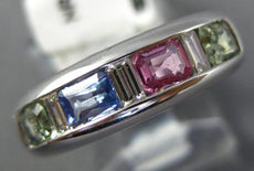 1.26CT DIAMOND & MULTI COLOR SAPPHIRE 14KT WHITE GOLD CHANNEL ANNIVERSARY RING