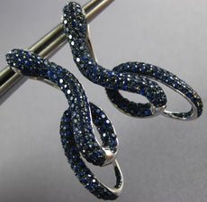 LARGE 4.04CT DIAMOND & AAA SAPPHIRE 18KT WHITE GOLD HAPPY SNAKE HANGING EARRINGS