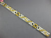 LONG 5.7CT WHITE GREEN & CANARY DIAMOND 18K 2 TONE GOLD MULTI SHAPE FUN BRACELET