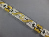 LONG 5.7CT WHITE GREEN & CANARY DIAMOND 18K 2 TONE GOLD MULTI SHAPE FUN BRACELET