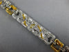 LONG 5.7CT WHITE GREEN & CANARY DIAMOND 18K 2 TONE GOLD MULTI SHAPE FUN BRACELET