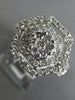 ESTATE WIDE 1.0CT DIAMOND 14KT WHITE GOLD 3D FLOWER DOUBLE HEXAGON FUN RING